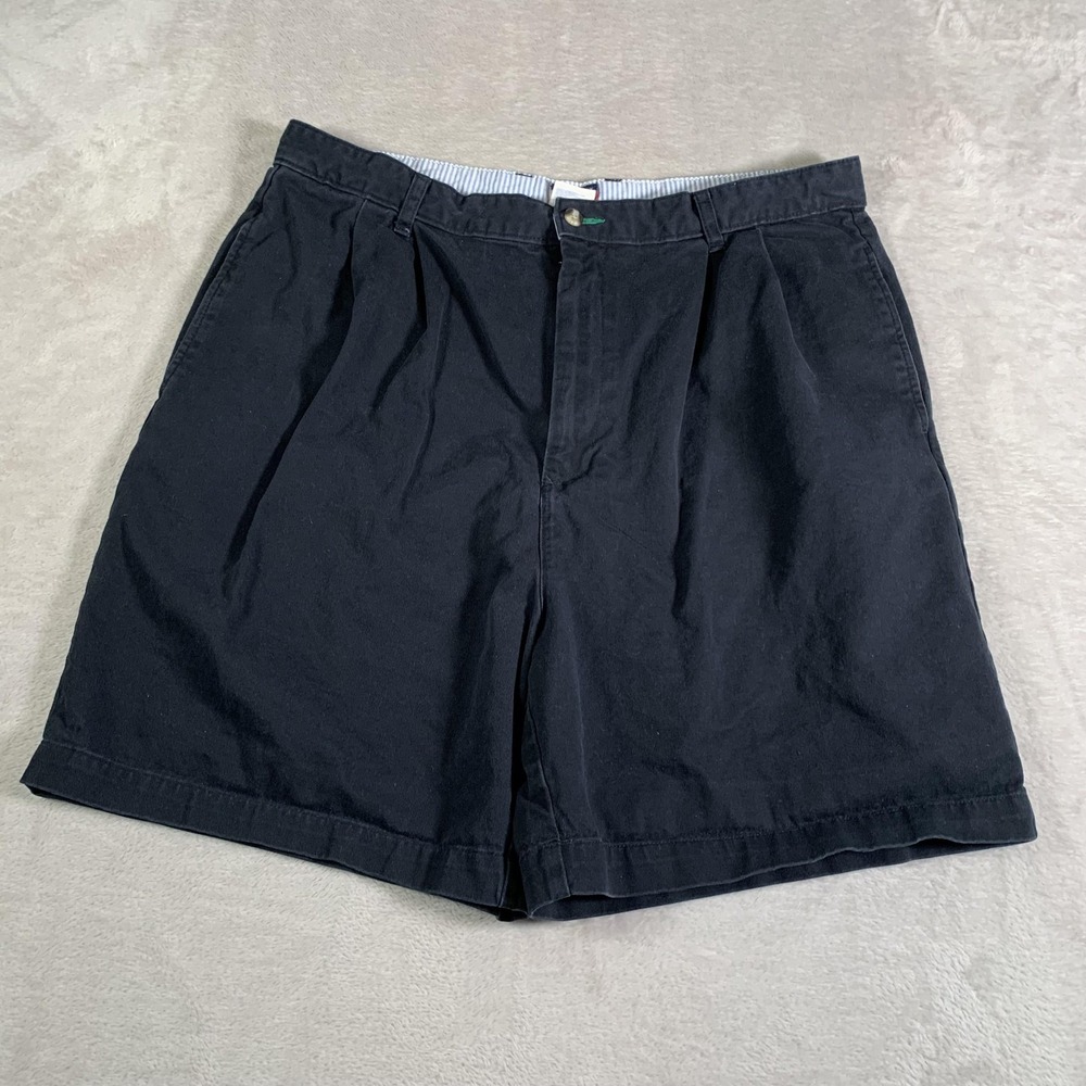 Tommy Hilfiger Shorts Mens 36 Black Pleated Front Chino Casual Preppy Classic
